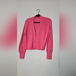Talbots Bright Pink V-Neck Button Cardigan